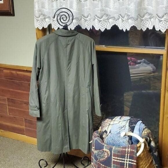 Pendleton Nylon Wool Long Lined Army Green Rain or Trench Coat with Pocket - Picture 7 of 12